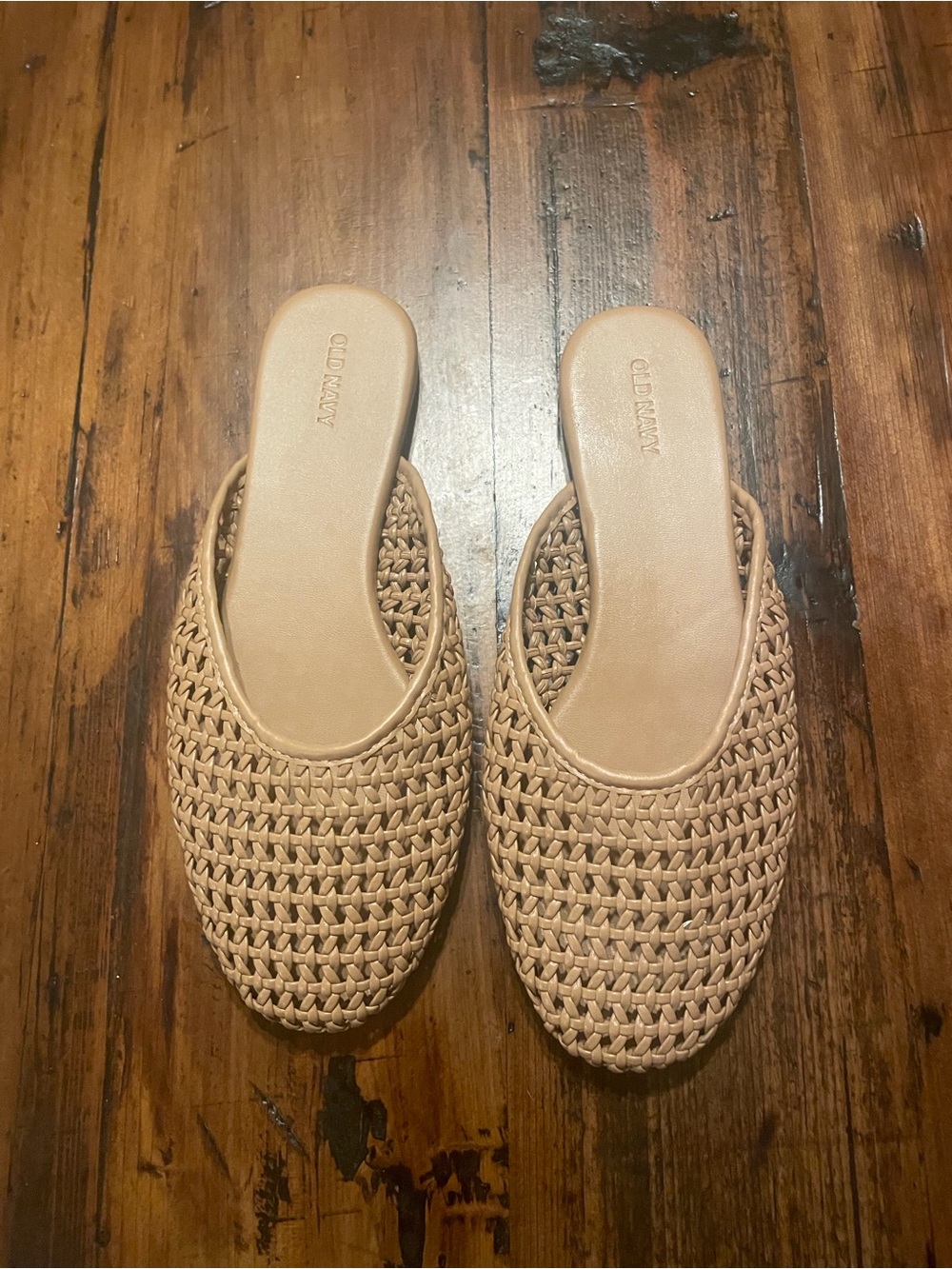 Old Navy Women's Tan Woven Slip-On Mules - Neutral Tan